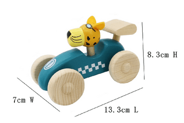 RETRO MD RACING CAR WITH CUTE LEOPARD DRIVER GREEN - Bamboo Sprout