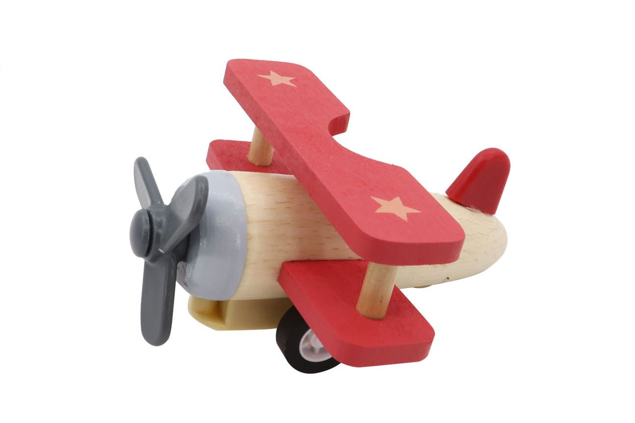 RETRO PULL BACK BIPLANE RED - Bamboo Sprout