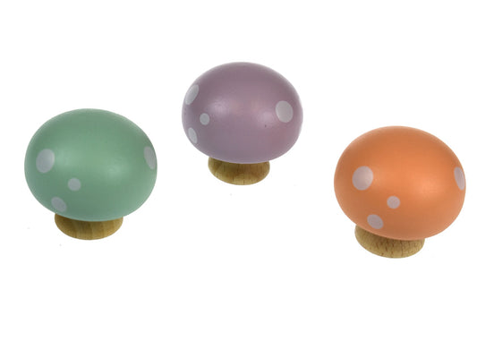 Kaper Kidz Beep Beep Squeaky Mushroom toy made of wood, featuring a colorful mushroom shape with a squeaker button for kids.