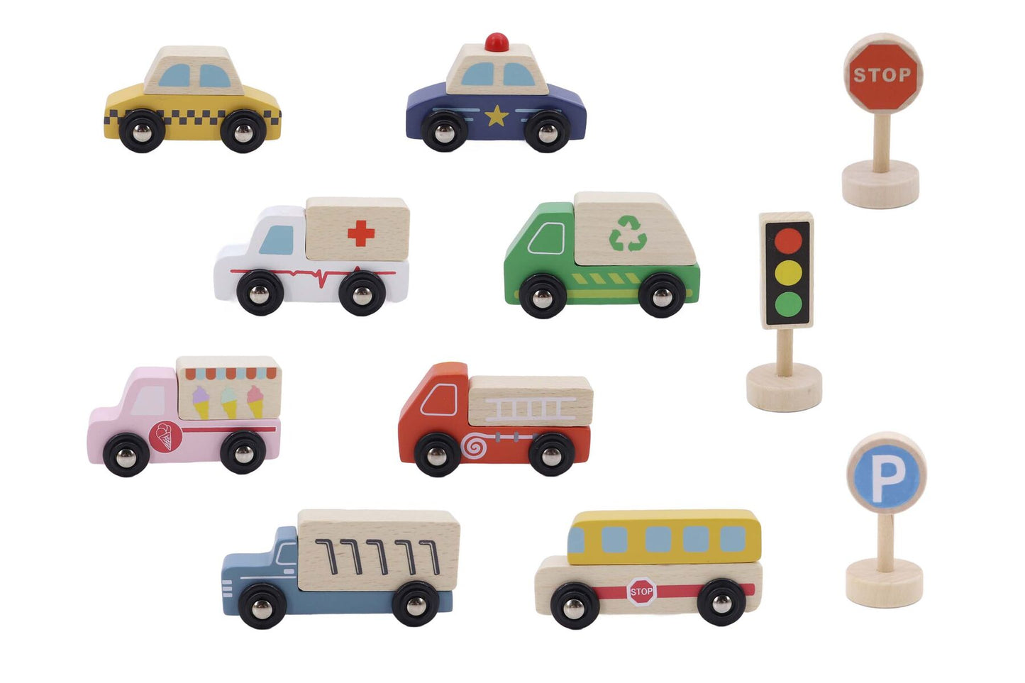 WOODEN BOX TRANSPORTATION & STREET SIGN SET - Bamboo Sprout