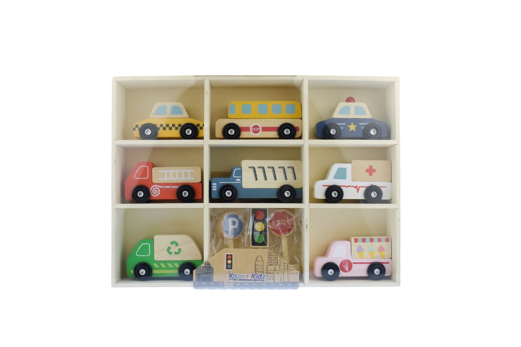 WOODEN BOX TRANSPORTATION & STREET SIGN SET - Bamboo Sprout