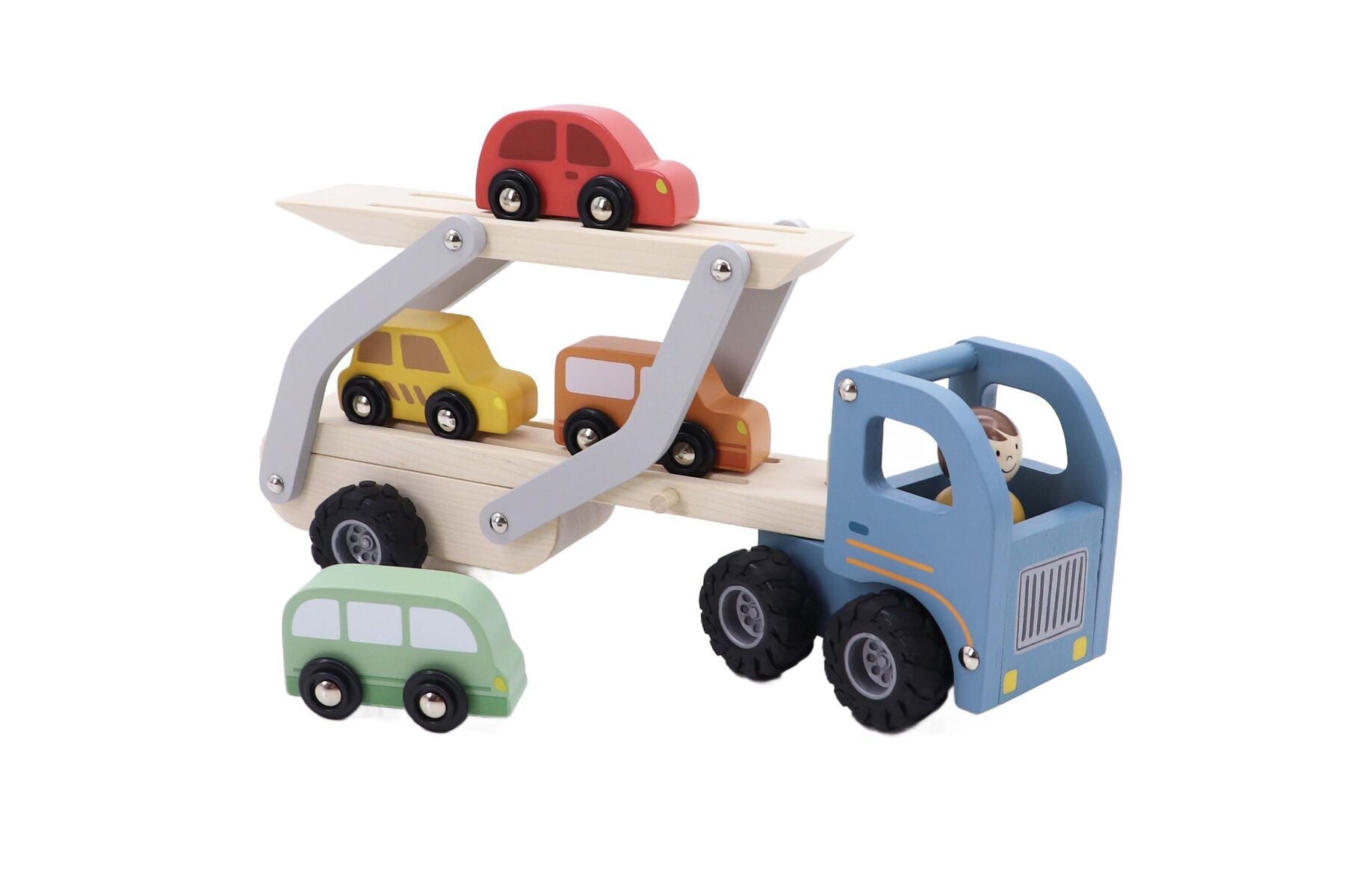 WOODEN CAR CARRIER WITH 4 CARS - Bamboo Sprout