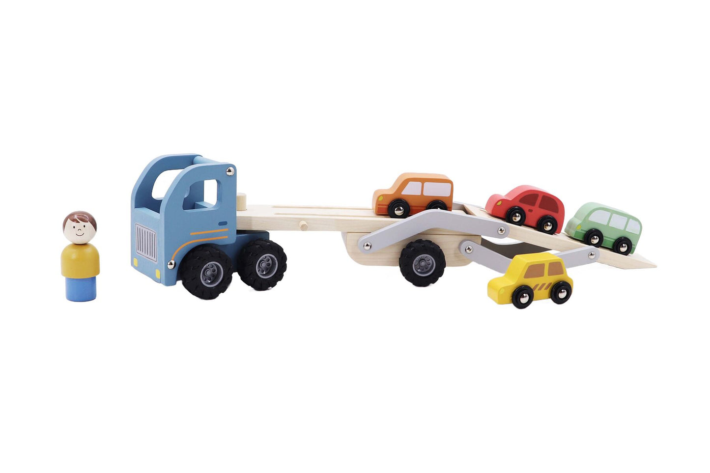 WOODEN CAR CARRIER WITH 4 CARS - Bamboo Sprout