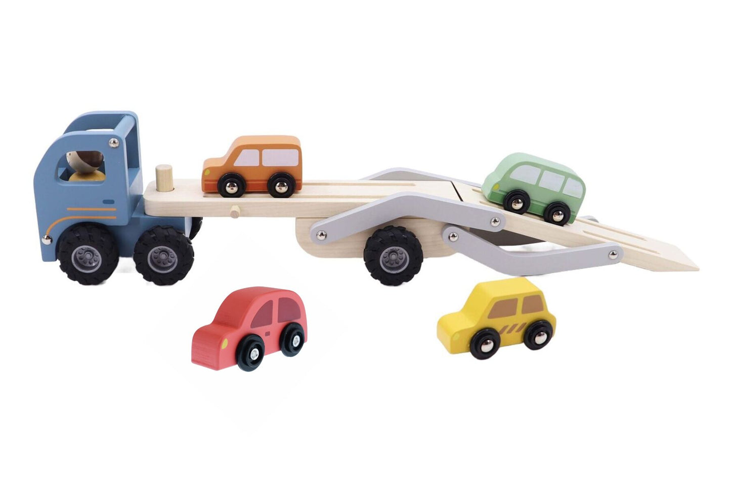 WOODEN CAR CARRIER WITH 4 CARS - Bamboo Sprout