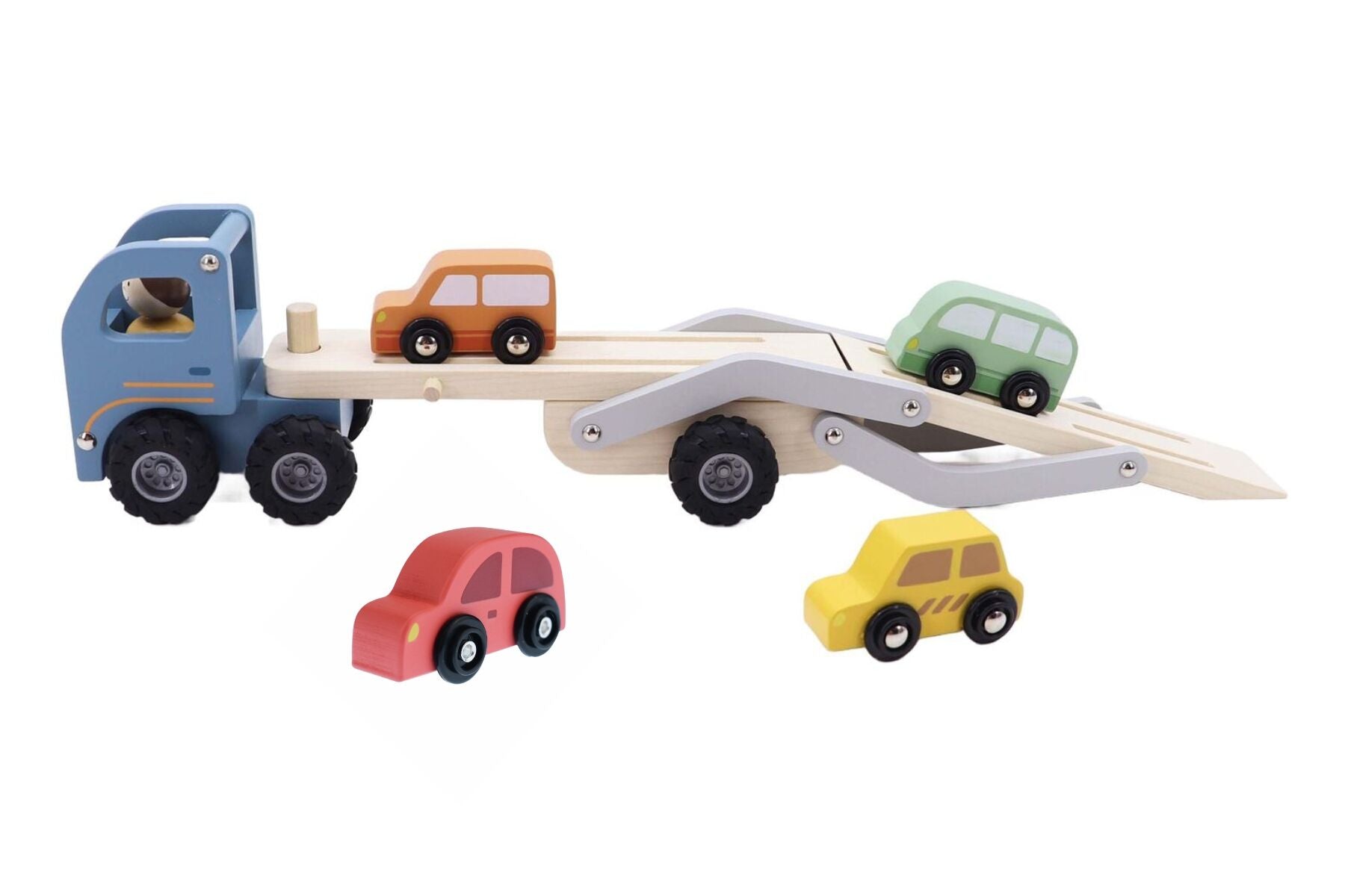 WOODEN CAR CARRIER WITH 4 CARS - Bamboo Sprout