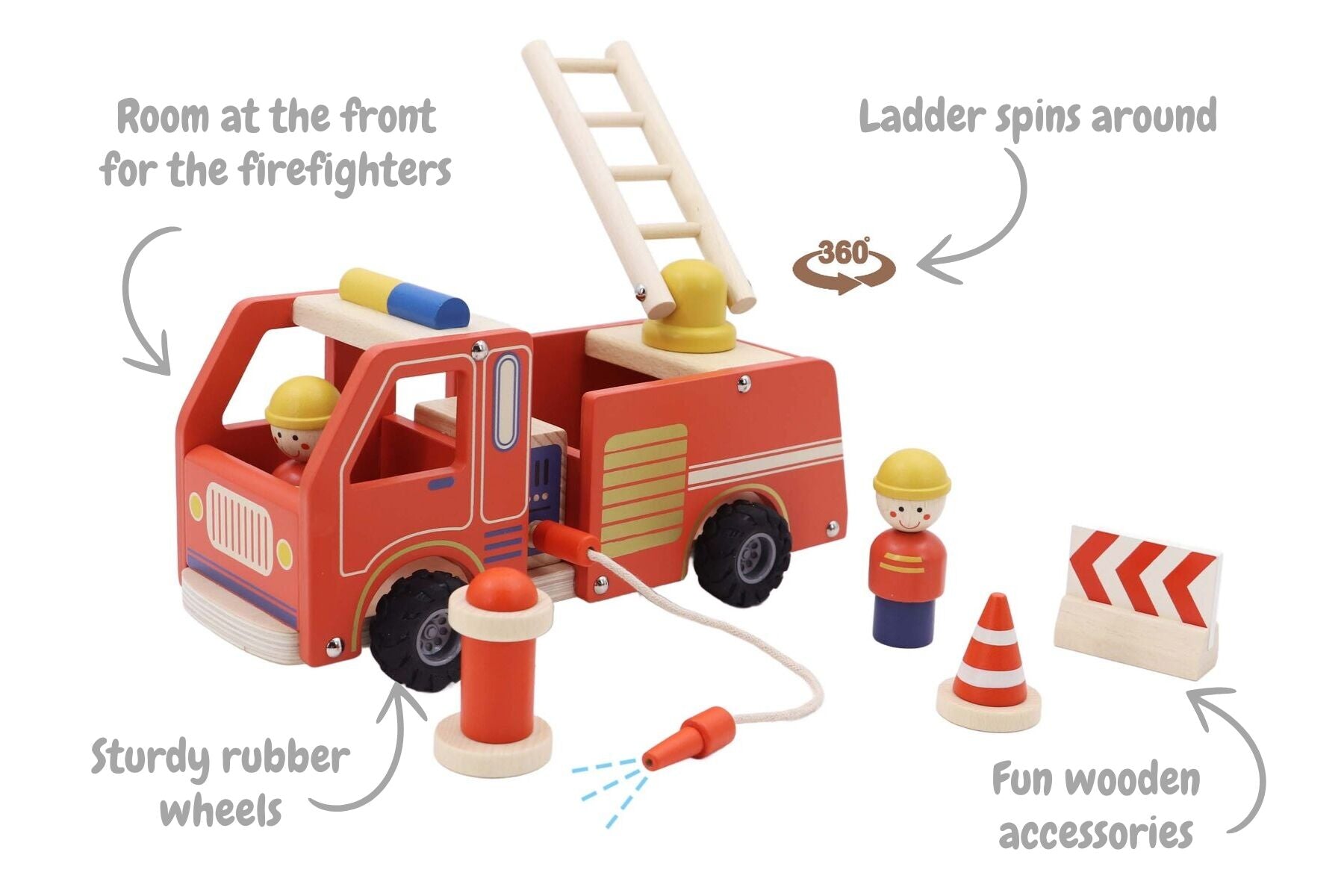 WOODEN FIRE ENGINE PLAYSET - Bamboo Sprout