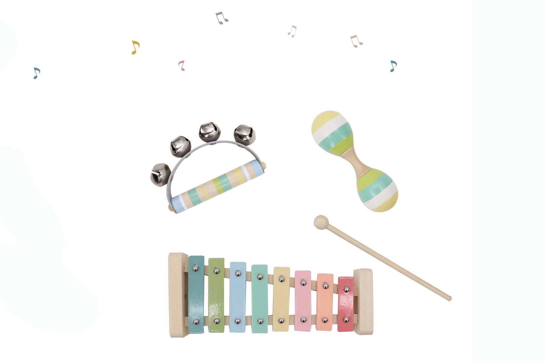 WOODEN MUSIC SET 3 PC XYLOPHONE SET BLUE - Bamboo Sprout