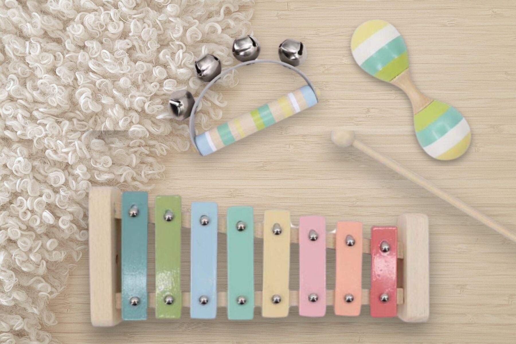 WOODEN MUSIC SET 3 PC XYLOPHONE SET BLUE - Bamboo Sprout