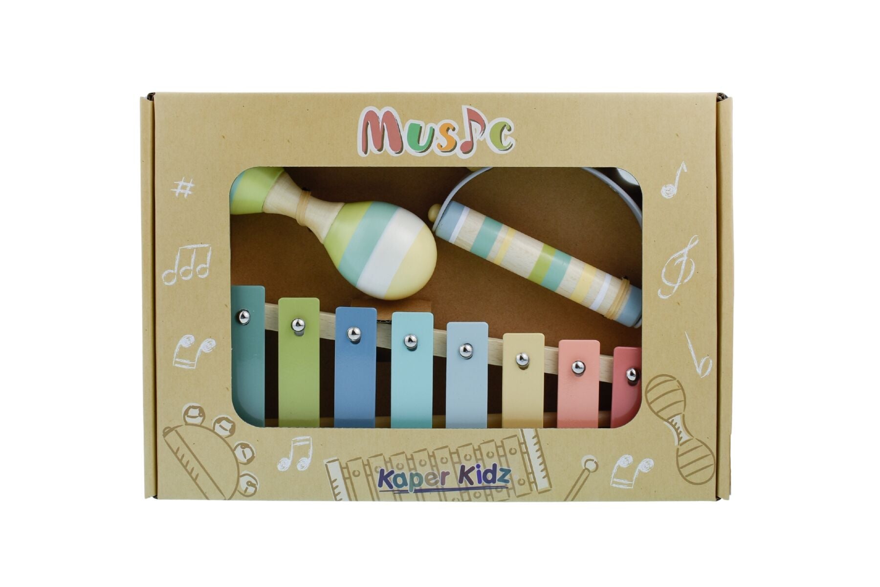 WOODEN MUSIC SET 3 PC XYLOPHONE SET BLUE - Bamboo Sprout