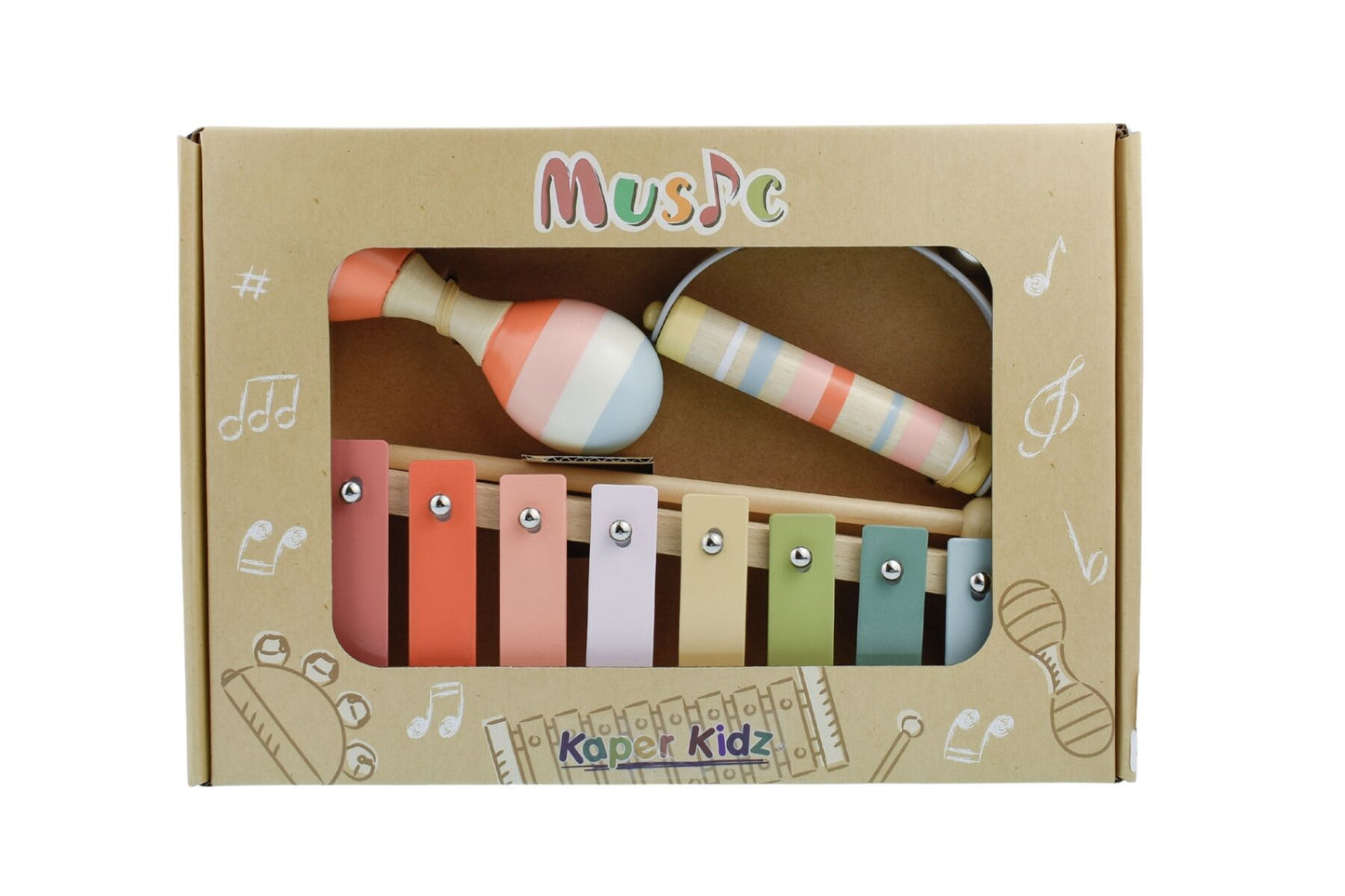 WOODEN MUSIC SET 3 PC XYLOPHONE SET ORANGE - Bamboo Sprout