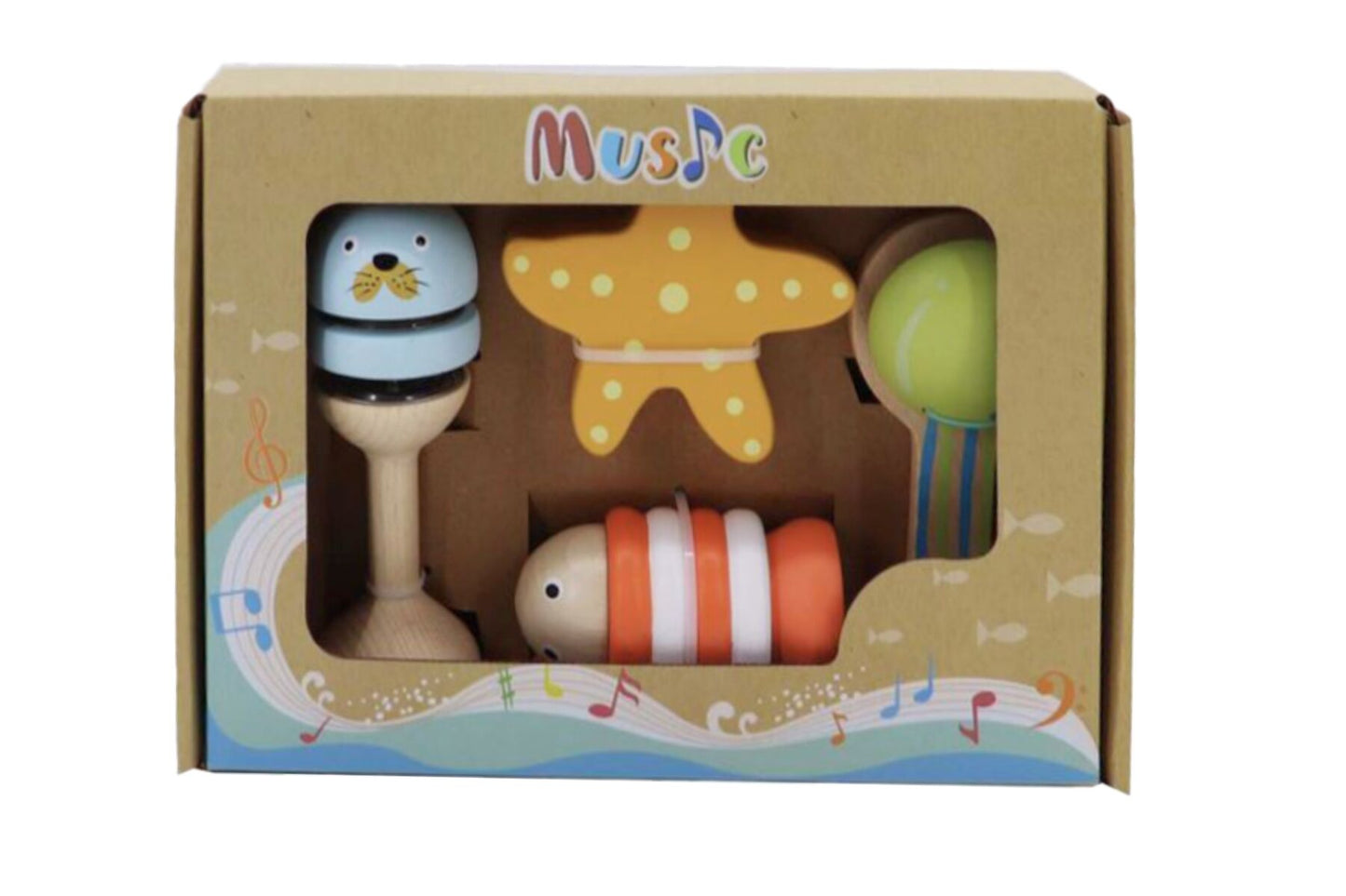 WOODEN OCEAN MUSIC SET 4 PC - Bamboo Sprout