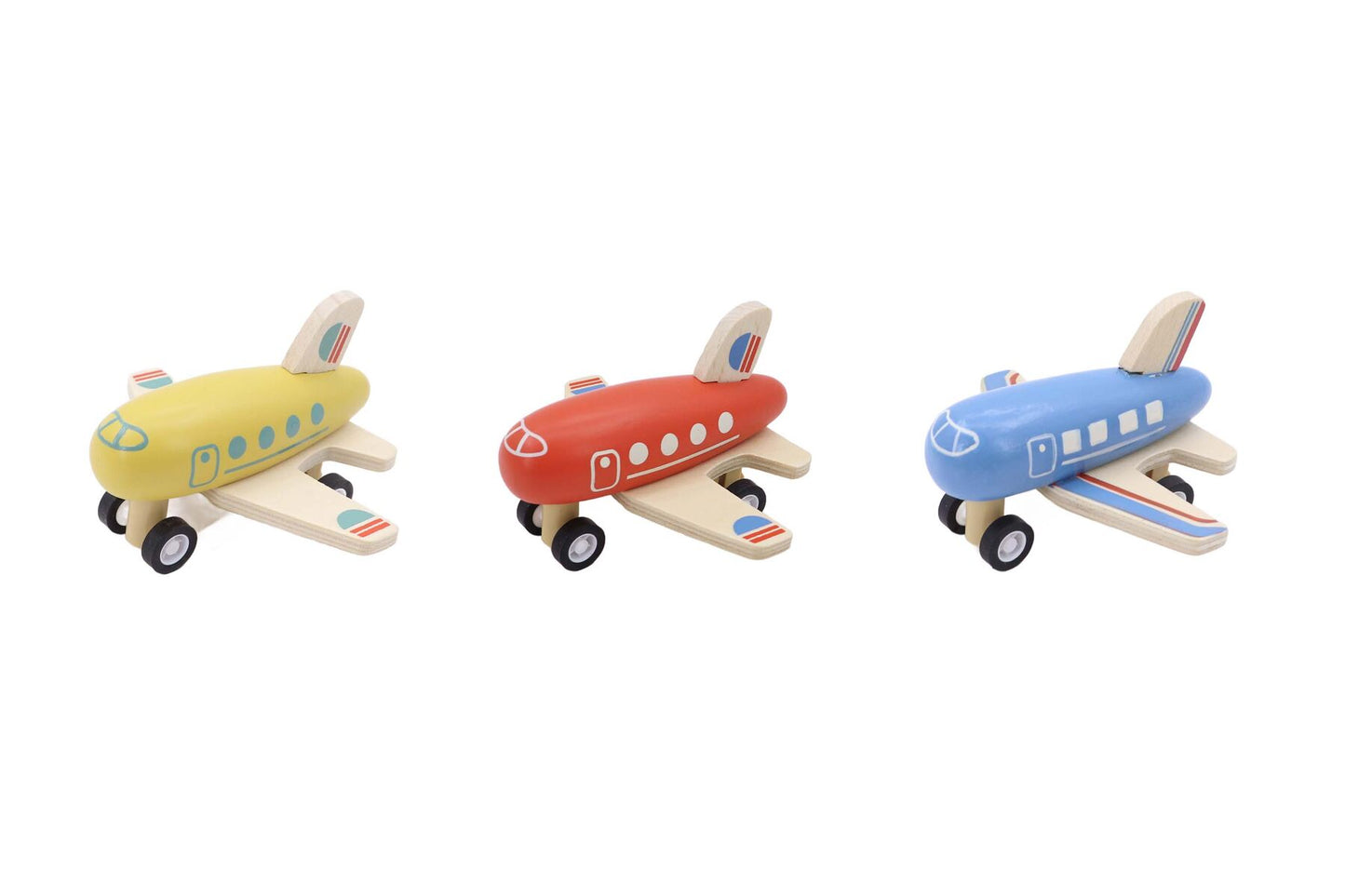 WOODEN PULL BACK AIRLINER 3PC - Bamboo Sprout
