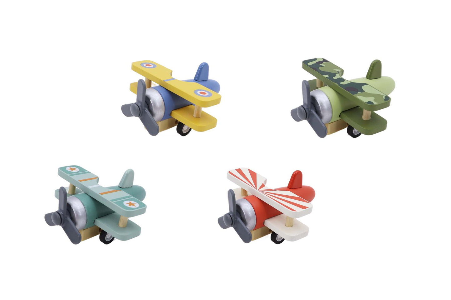 WOODEN PULL BACK GLIDER PLANE 4PC - Bamboo Sprout