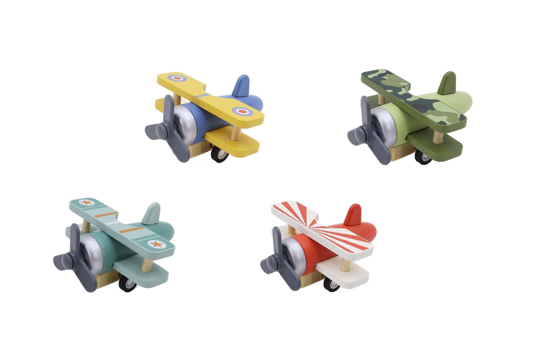 WOODEN PULL BACK GLIDER PLANE 4PC - Bamboo Sprout
