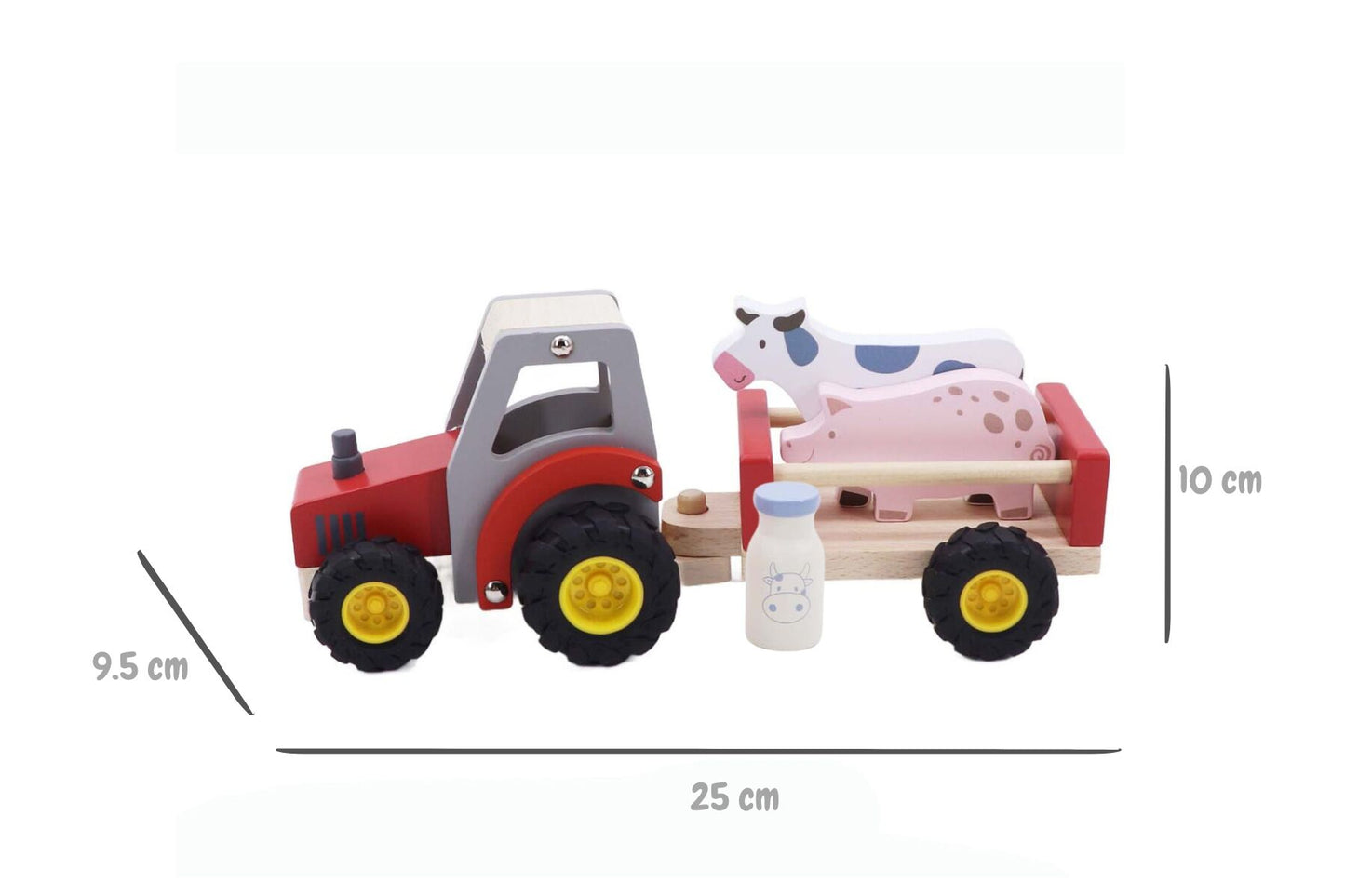 WOODEN TRACTOR WITH FARM ANIMAL RED - Bamboo Sprout