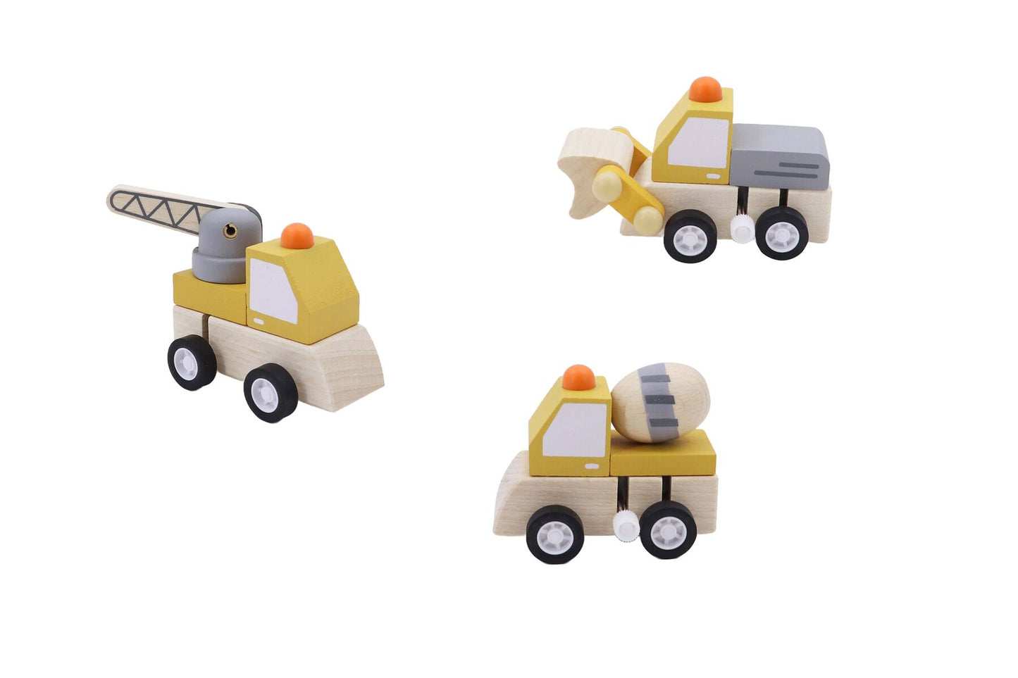 WOODEN WIND UP CONSTRUCTION VEHICLE PRICE FOR 3PC - Bamboo Sprout