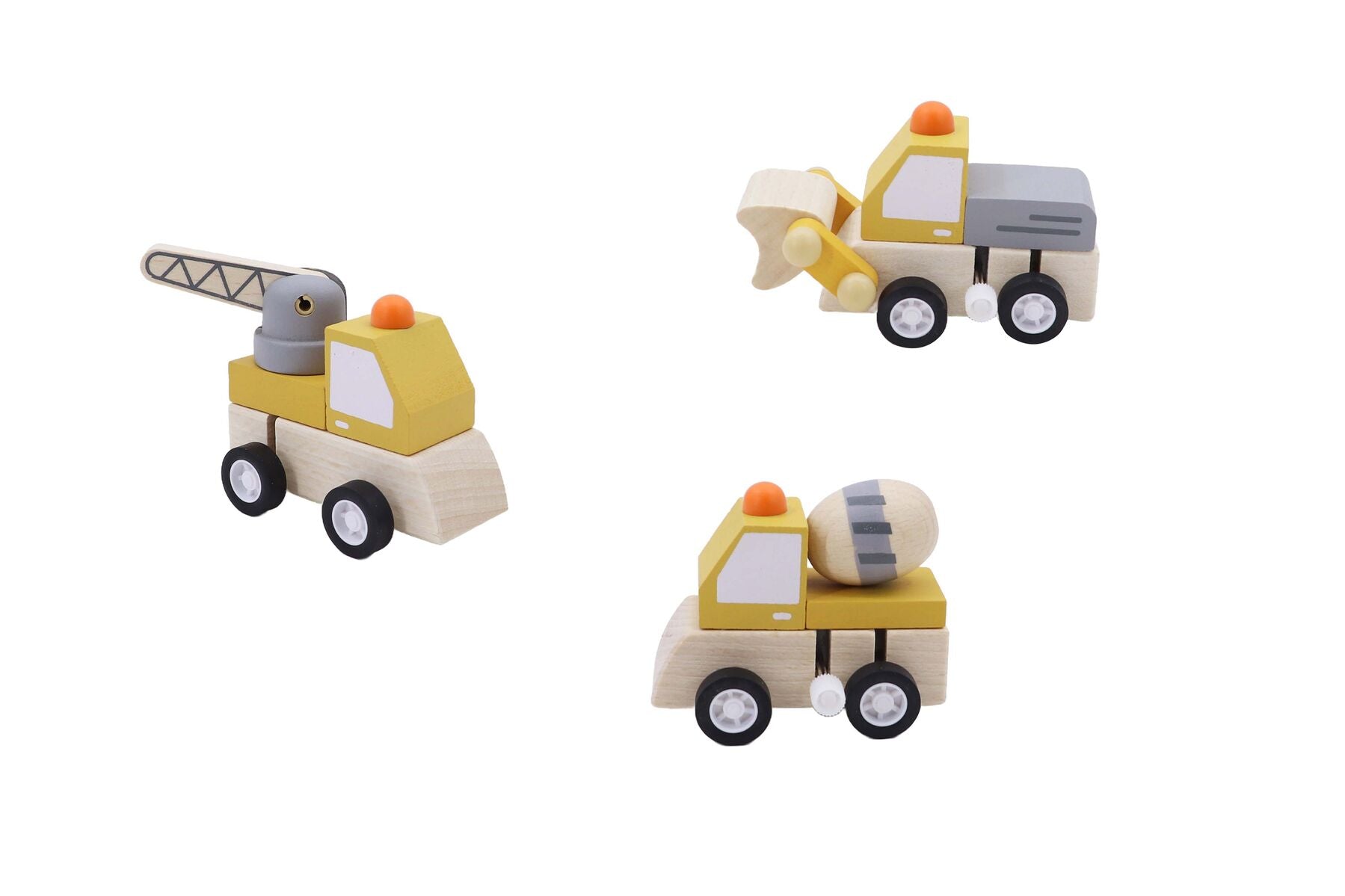 WOODEN WIND UP CONSTRUCTION VEHICLE PRICE FOR 3PC - Bamboo Sprout