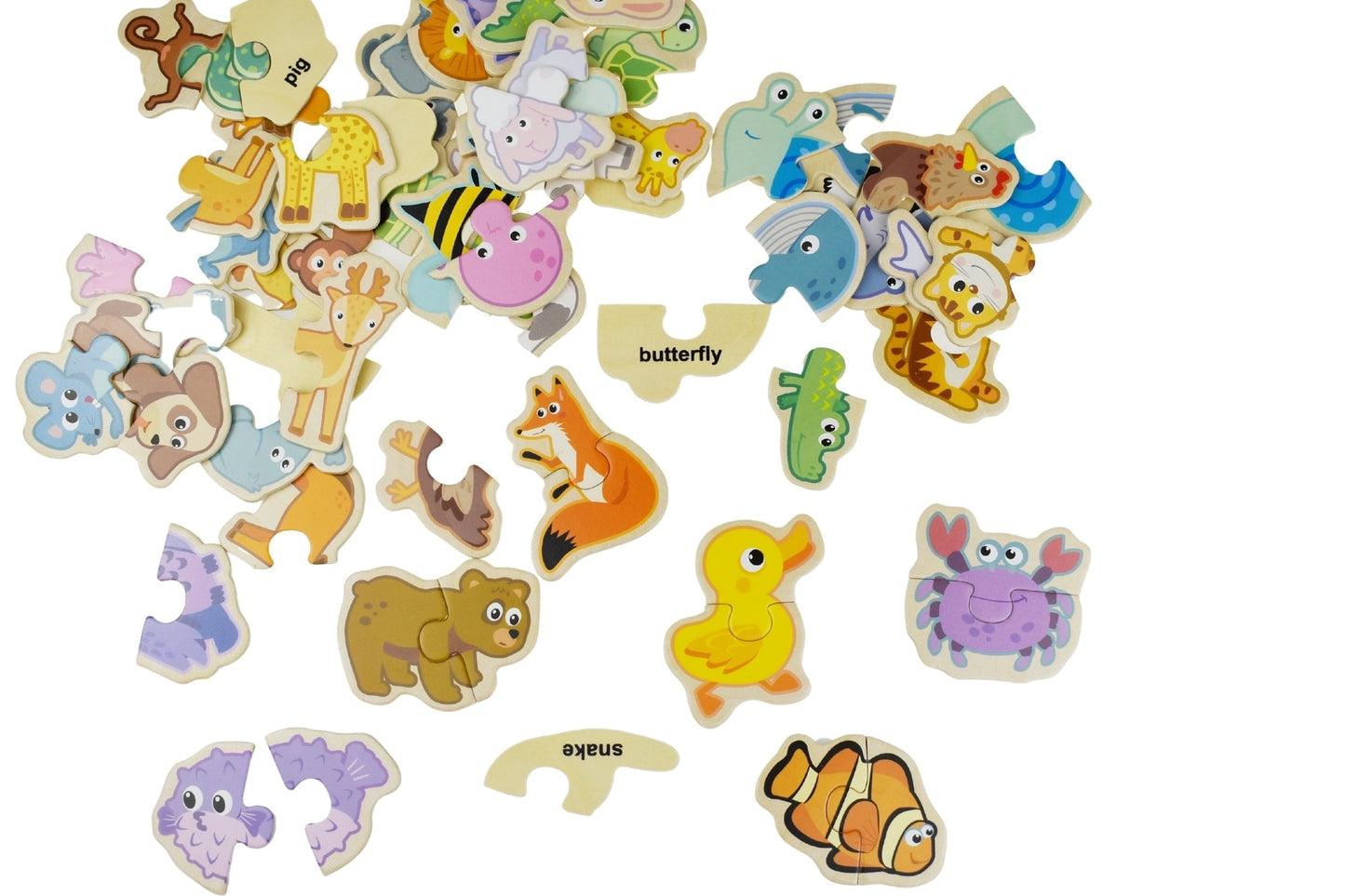 Kaper Kidz Animal Matching Puzzle with 66 pieces, 2-piece peg and tray game featuring colorful animal images for kids.