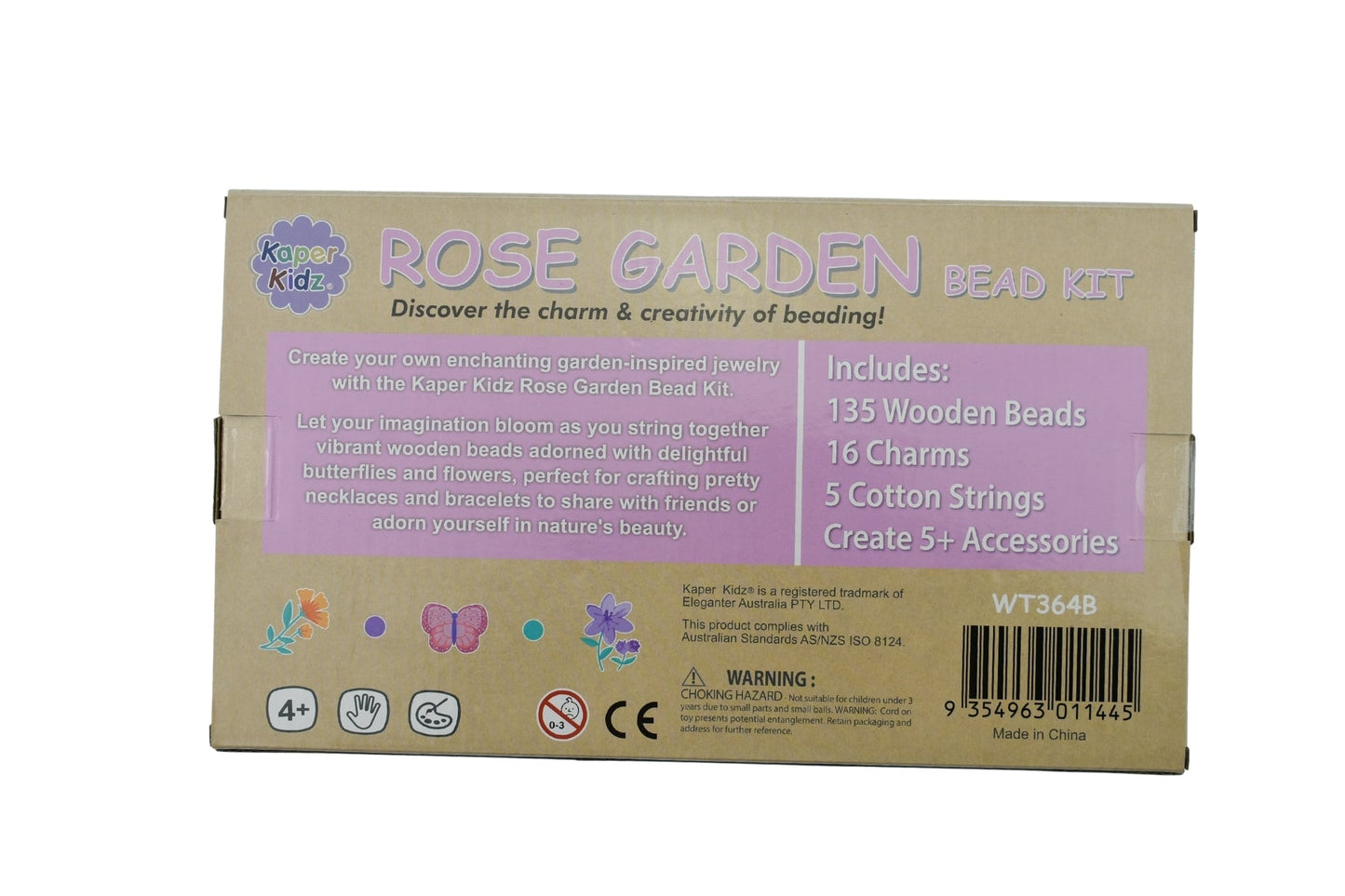 Rose Garden Bead Kit from Kaper Kidz, a peg and tray puzzle game with colorful beads and floral design for creative play.