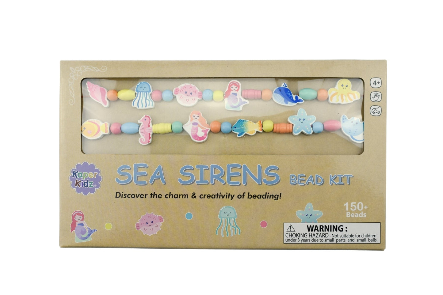 Sea Sirens bead kit from Kaper Kidz featuring colorful beads and tray for making themed peg and tray puzzles.