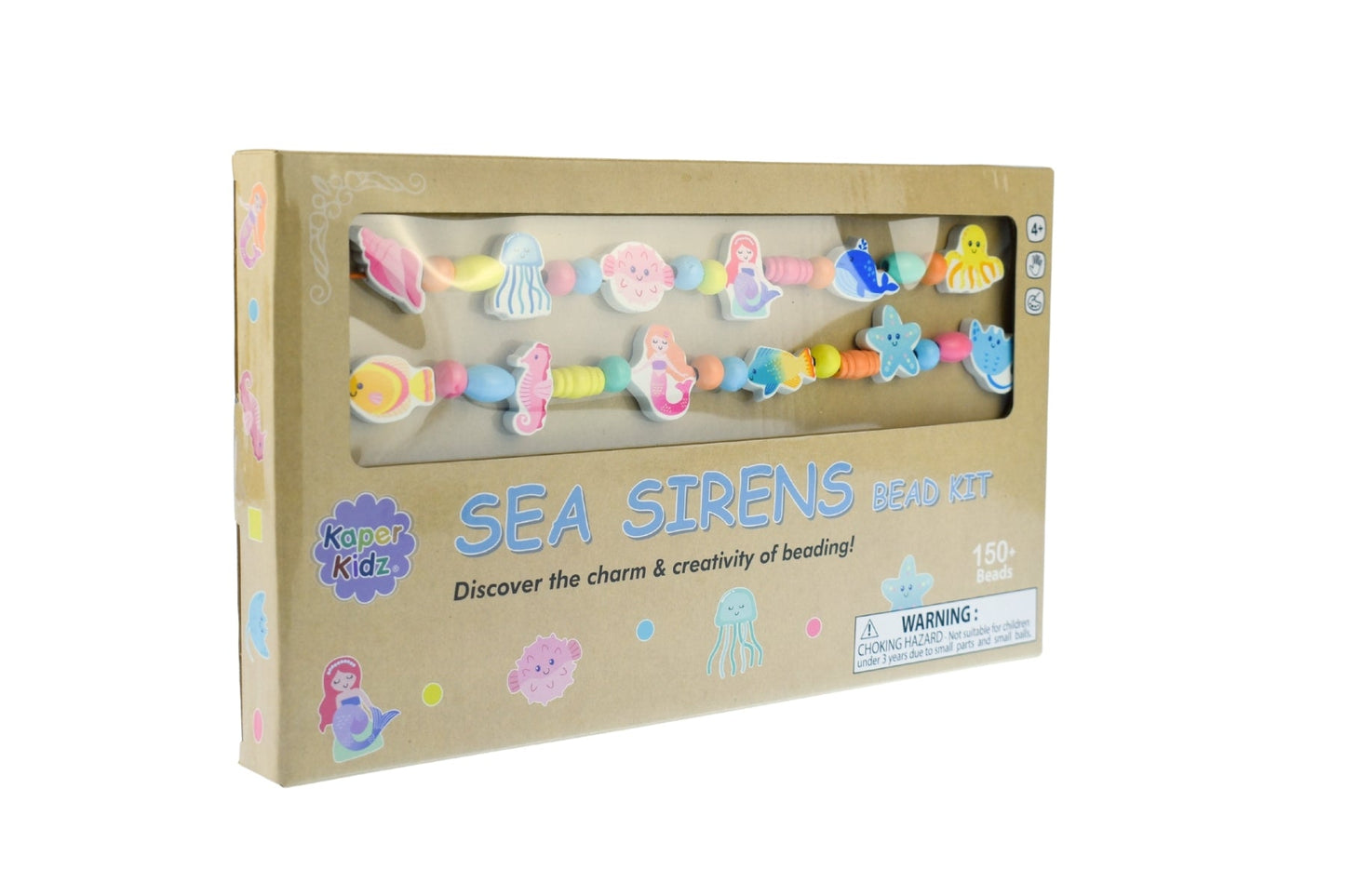 Sea Sirens bead kit from Kaper Kidz featuring colorful beads for peg and tray puzzle game play.