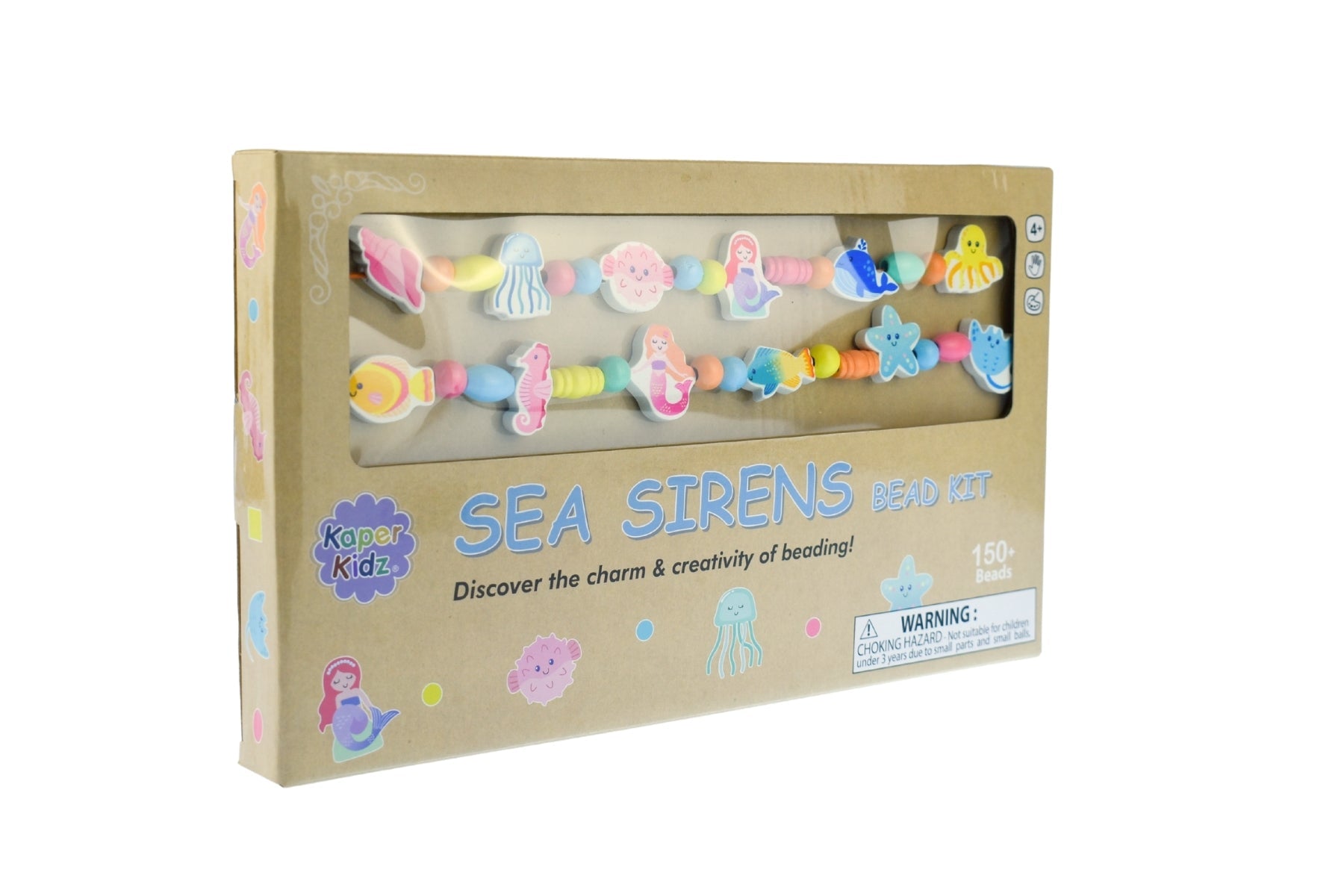 Sea Sirens bead kit from Kaper Kidz featuring colorful beads for peg and tray puzzle game play.