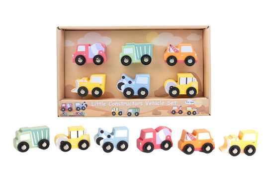 Kaper Kidz Little Constructors Vehicle Set with colorful toy construction vehicles and accessories for kids.