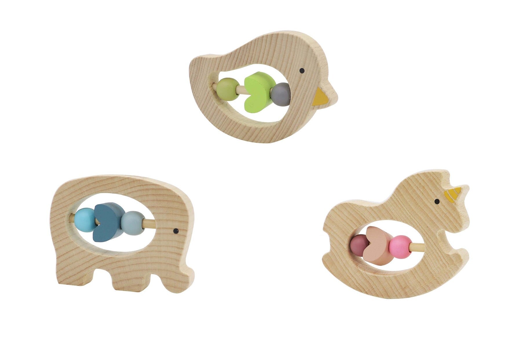WOODEN ANIMAL RATTLE SET OF 3 - Bamboo Sprout