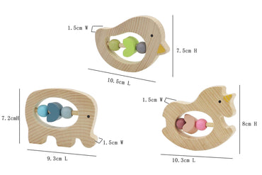 WOODEN ANIMAL RATTLE SET OF 3 - Bamboo Sprout