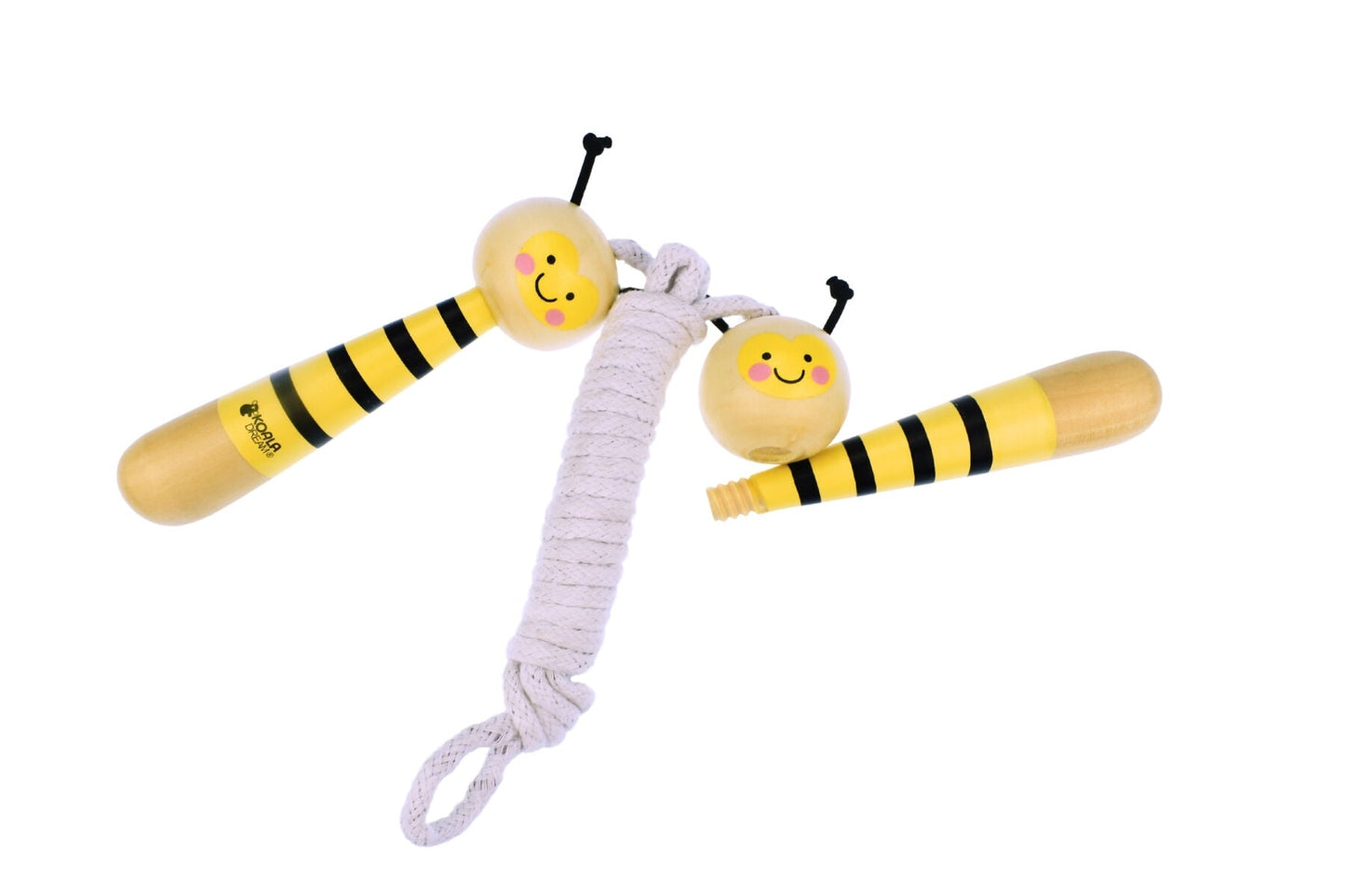 Wooden adjustable skipping rope by Koala Dream with colorful handles, perfect for fitness and cardio workouts.