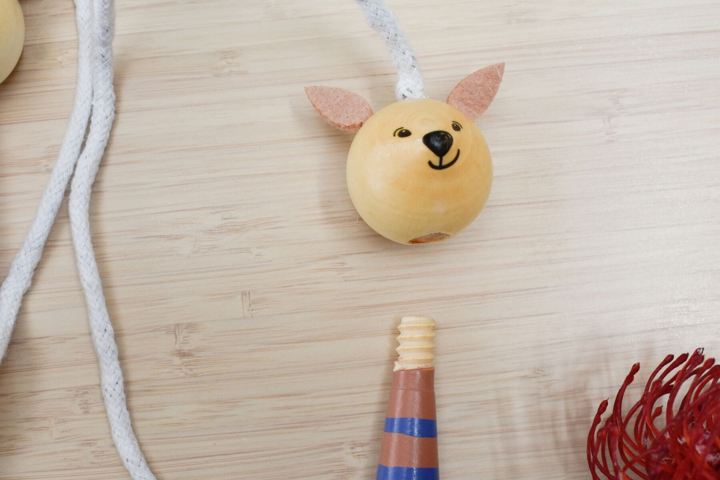 Koala Dream Calm & Breezy kangaroo wooden adjustable skipping rope for kids, featuring colorful handles and durable construction.