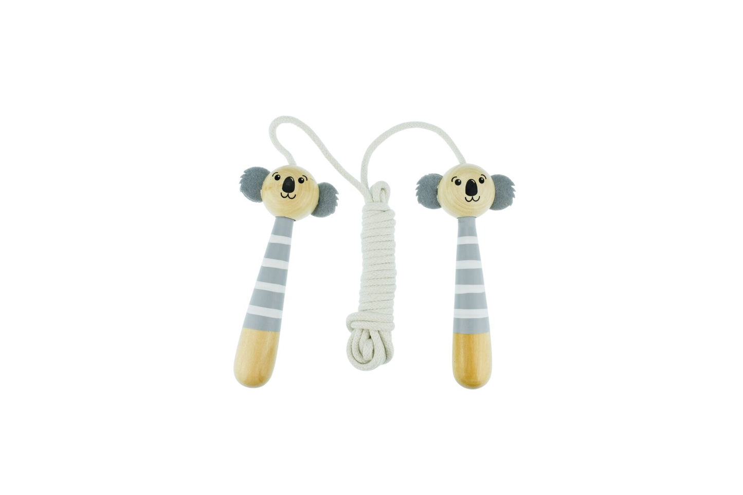 Koala Dream brand wooden adjustable skipping rope with colorful handles, designed for fitness and fun.