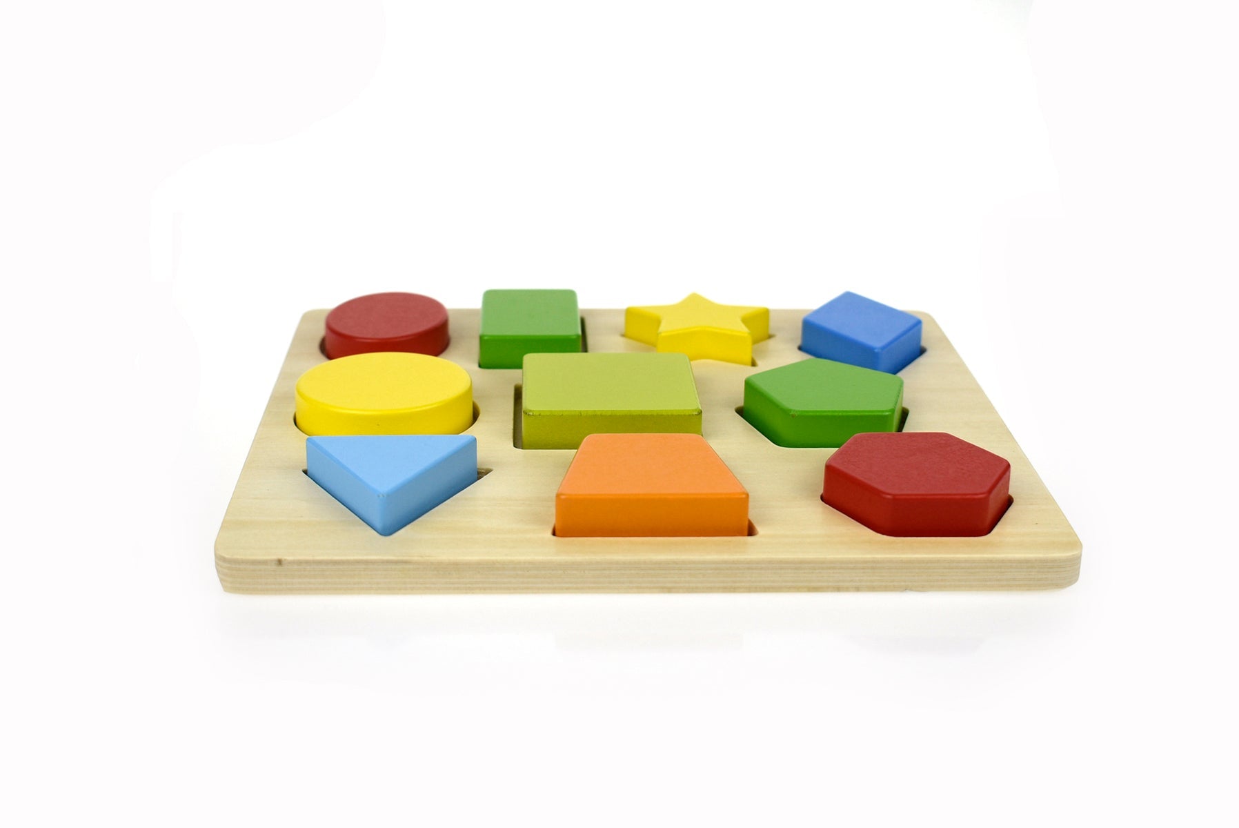 WOODEN COLOURS & SHAPES PUZZLE 10PCS - Bamboo Sprout