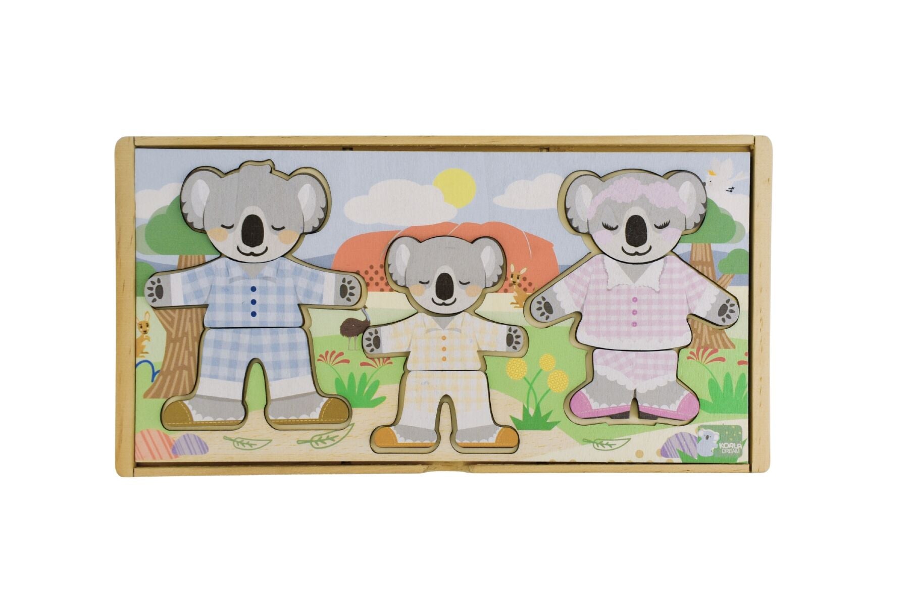 Kaper Kidz Koala Dream family dressing costume with expressive faces, featuring a cute koala design for children.