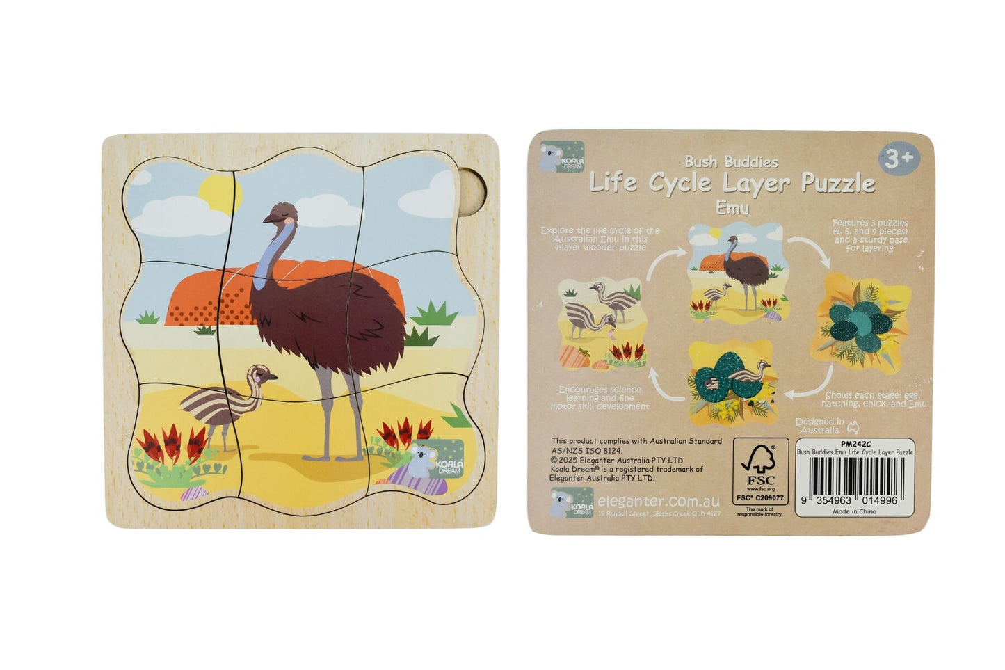 BUSH BUDDIES EMU LIFE CYCLE LAYER PUZZLE - Bamboo Sprout