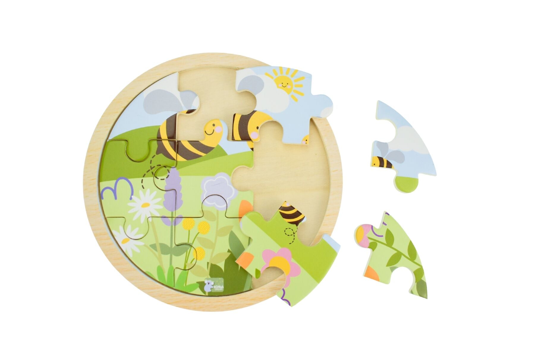 WOODEN 9PCS JIGSAW PUZZLE BUZZY DAYS BEE GARDEN - Bamboo Sprout