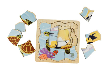 BUSH BUDDIES GREEN SEA TURTLE LIFE CYCLE LAYER PUZZLE - Bamboo Sprout