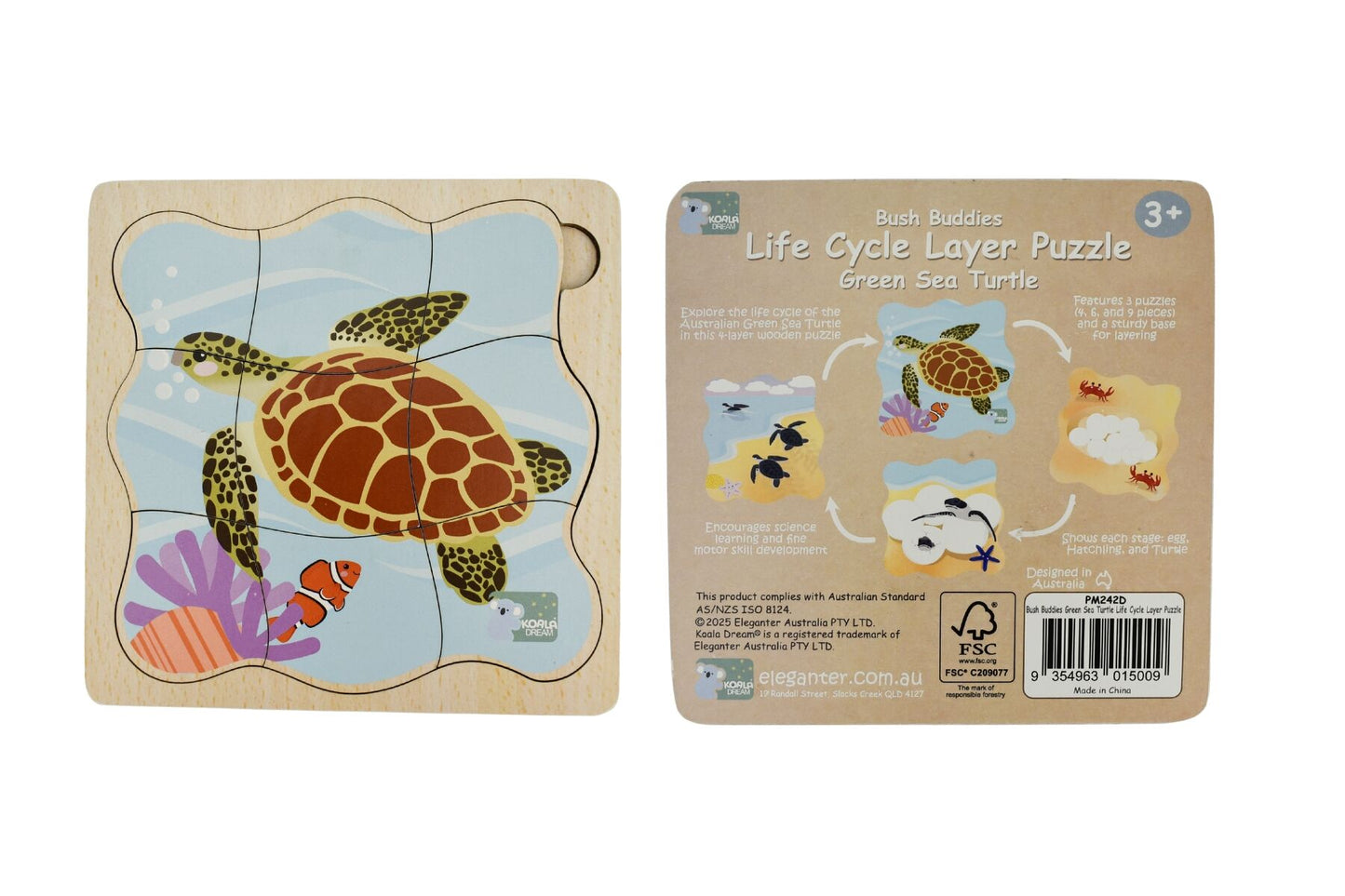BUSH BUDDIES GREEN SEA TURTLE LIFE CYCLE LAYER PUZZLE - Bamboo Sprout