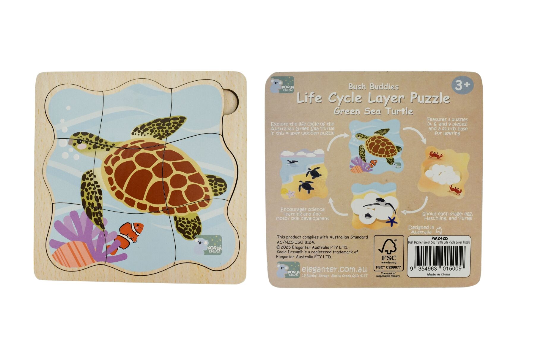 BUSH BUDDIES GREEN SEA TURTLE LIFE CYCLE LAYER PUZZLE - Bamboo Sprout
