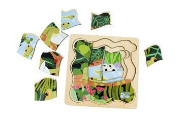 BUSH BUDDIES GREEN TREE FROG LIFE CYCLE LAYER PUZZLE - Bamboo Sprout