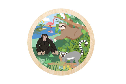 WILD BUDDIES 9PC ROUND JIGSAW PUZZLE HANGING AROUND - Bamboo Sprout