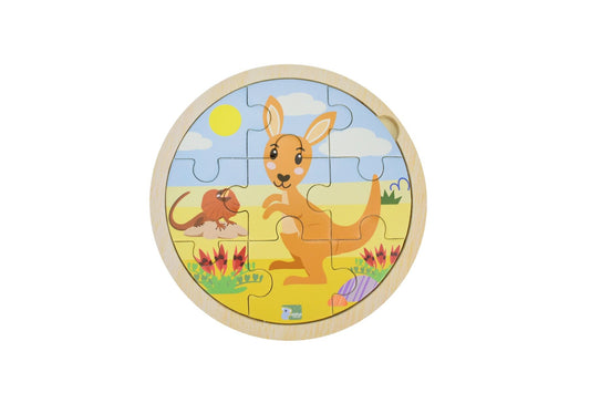 WOODEN 9PCS JIGSAW PUZZLE KANGAROO - Bamboo Sprout