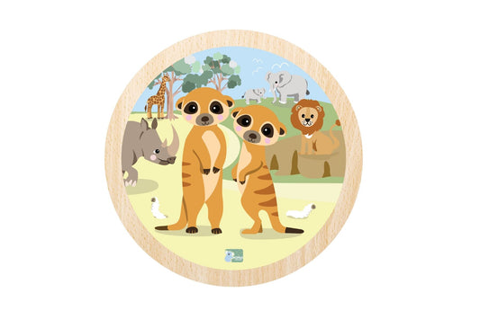 WILD BUDDIES 9PC ROUND JIGSAW PUZZLE MEERKATS - Bamboo Sprout