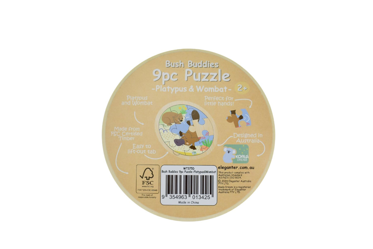 WOODEN 9PCS JIGSAW PUZZLE PLATYPUS & WOMBAT - Bamboo Sprout