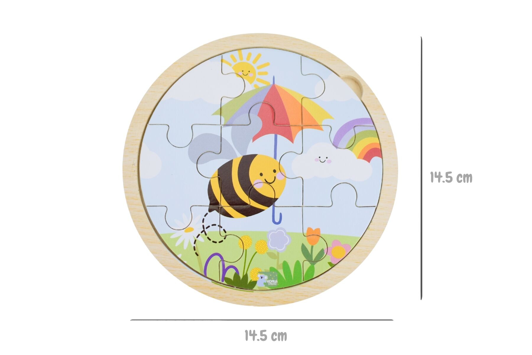 WOODEN 9PCS JIGSAW PUZZLE BUZZY DAYS BEE RAINBOW - Bamboo Sprout