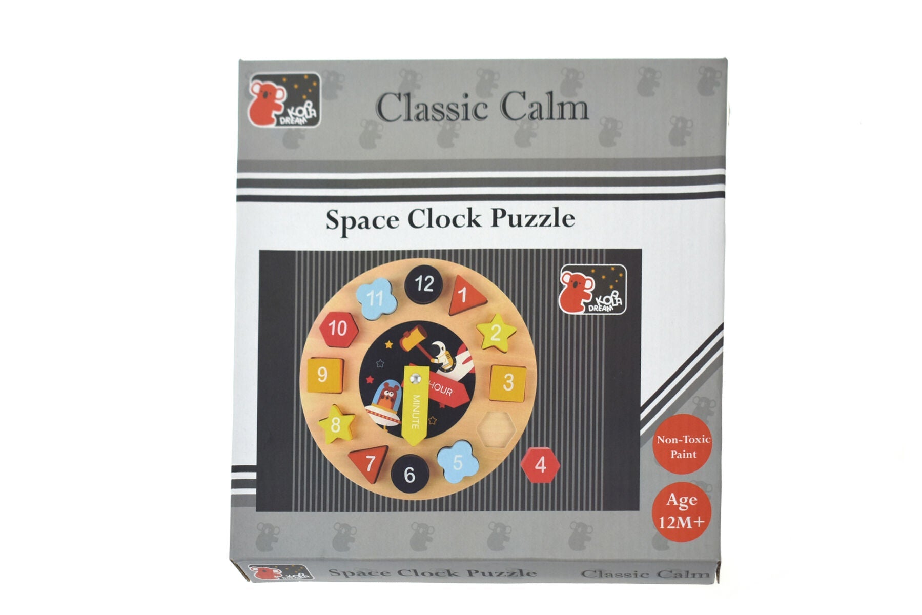 SPACE CLOCK WOODEN SHAPE SORTER AND PUZZLE - Bamboo Sprout