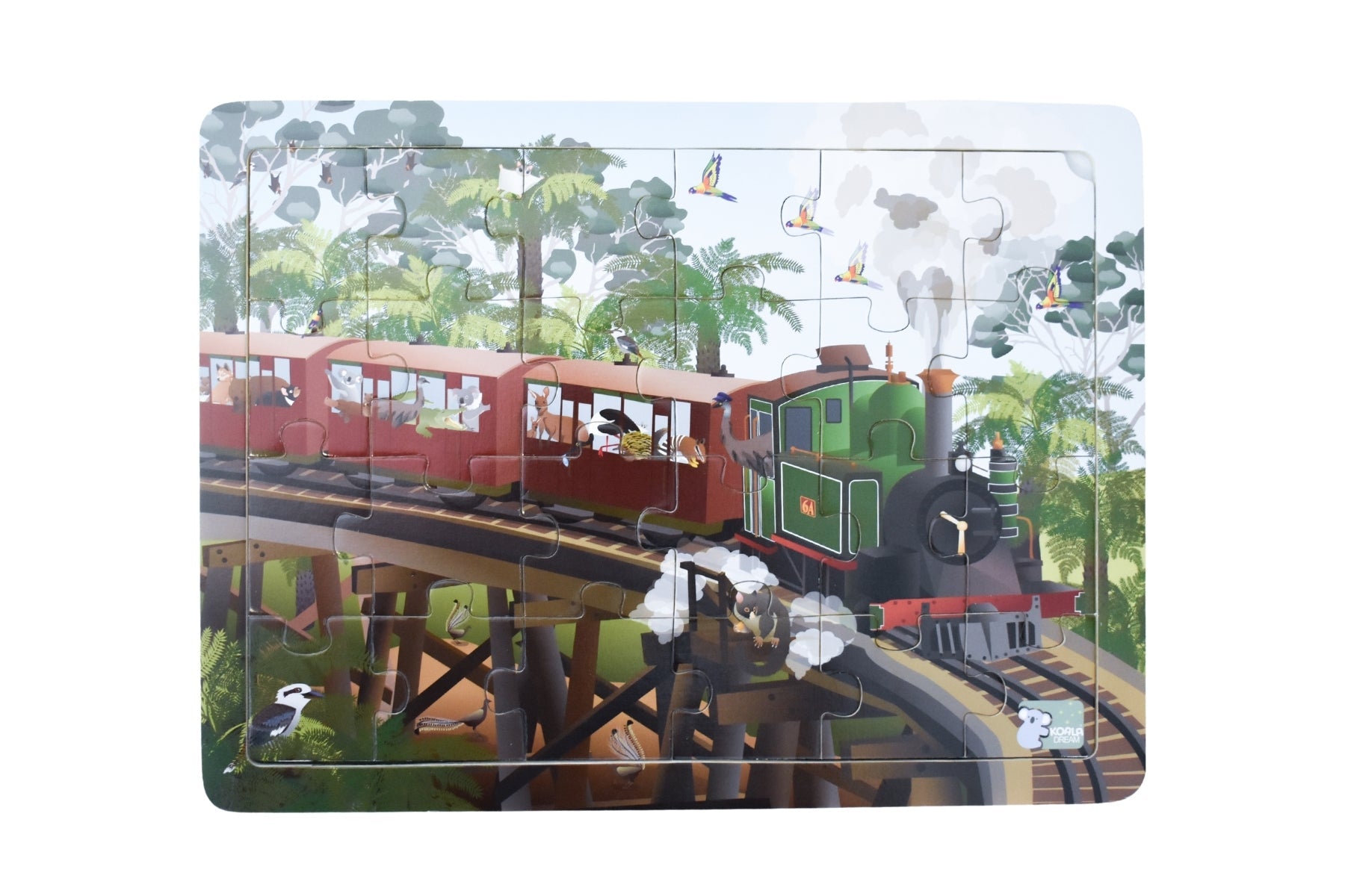 ALL ABOARD AUSTRALIAN ANIMALS 24 - PIECE TRAIN JIGSAW PUZZLE - Bamboo Sprout