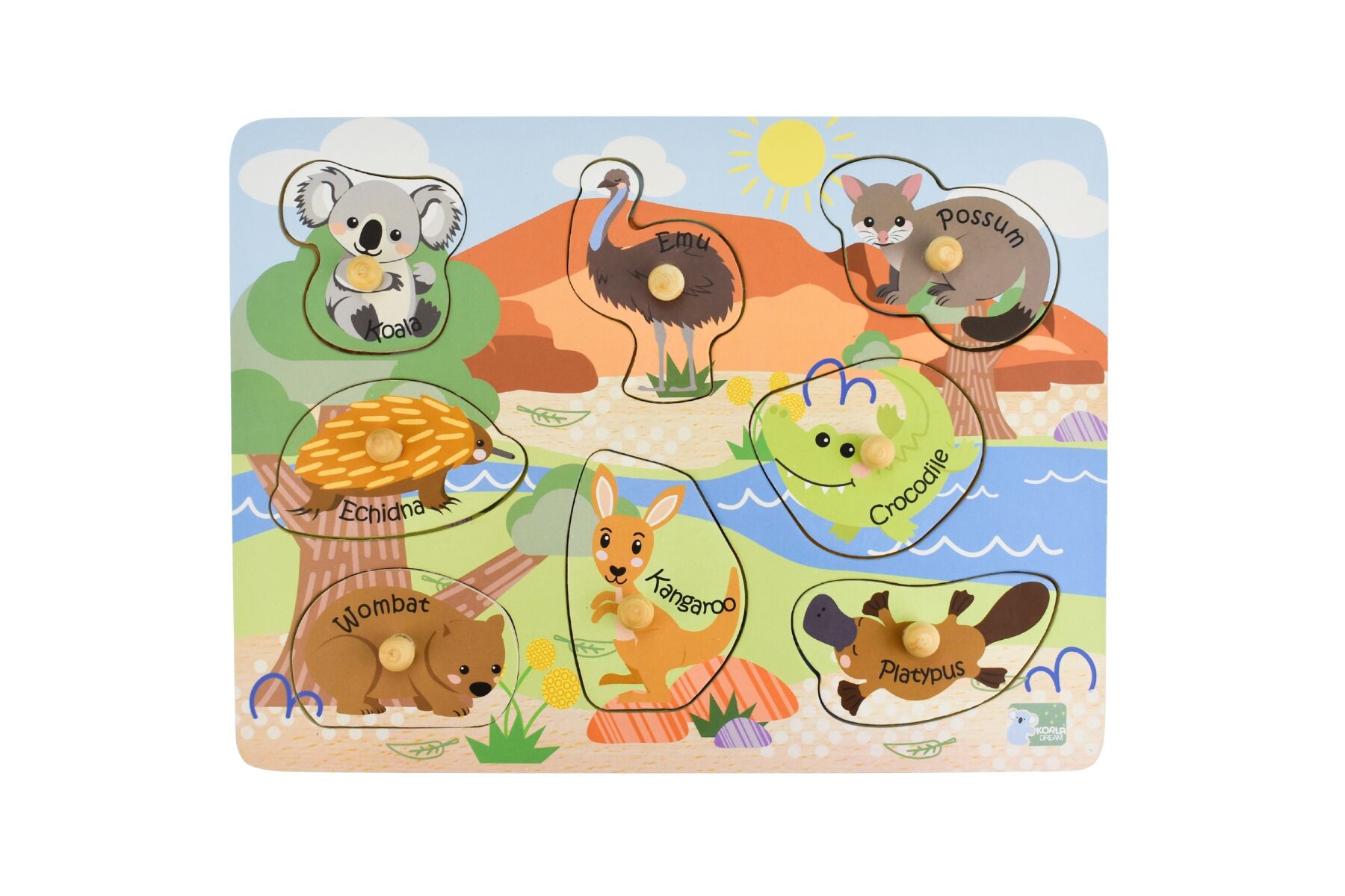 2 IN 1 AUSSIE ANIMALS AND THEIR BABIES PEG PUZZLE - Bamboo Sprout