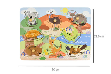 2 IN 1 AUSSIE ANIMALS AND THEIR BABIES PEG PUZZLE - Bamboo Sprout