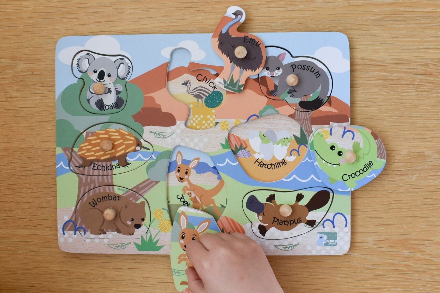 2 IN 1 AUSSIE ANIMALS AND THEIR BABIES PEG PUZZLE - Bamboo Sprout